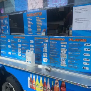 Menu categories with pricing