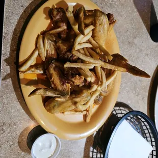 Hot Butter Garlic Wings and Fries w/side of Ranch. Best wings for the price ayce for $15.99