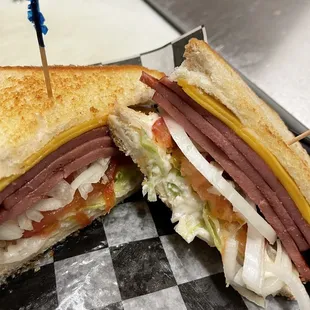 a cut in half sandwich