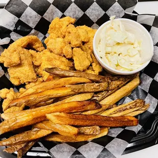 a basket of fried food