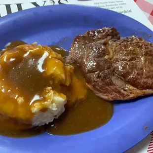 Rib eye? Was ok, thin, no way to cook it medium