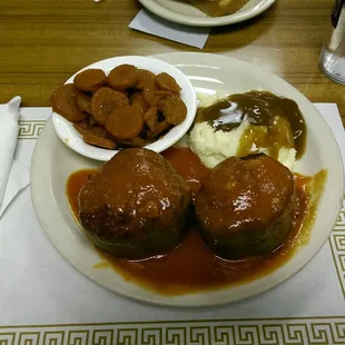 Todays special, stuffed green bell pepers.