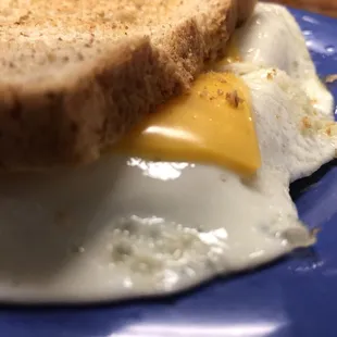 Fried egg with cheese on Wheat toast