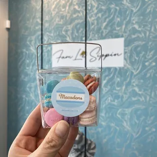 Thumb-sized macarons.