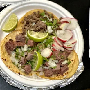 2 Lengua Tacos and 1 Carne Asada Taco