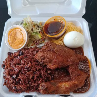 Waakye with Chicken