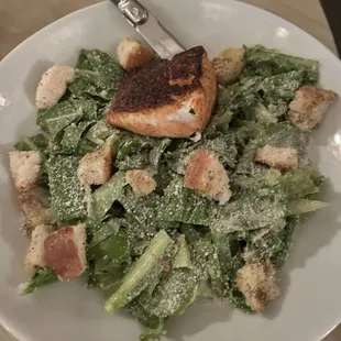 Caesar salad with salmon