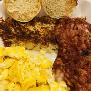 Corn beef hash and eggs