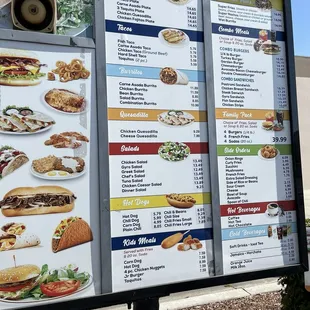 Drive through menu