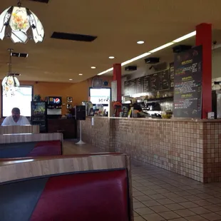 Dining area in front of counter...