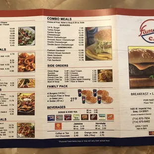 Updated menu July 2021 - salad, combo prices