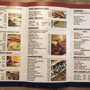 Updated menu July 2021 - breakfast, lunch, dinner prices