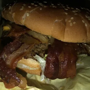 Avocado bacon cheeseburger