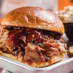 ows a pulled pork sandwich