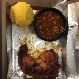 $9 1/4 chicken lunch with beans