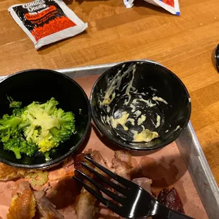 Mac and cheese and the broccoli