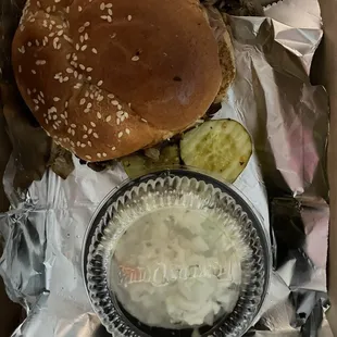 Pork sandwich with coleslaw