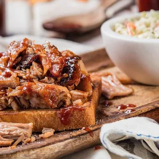 pulled pork sandwich with coleslaw