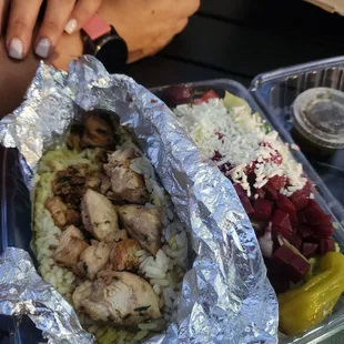 Chicken with Rice and Greek Salad