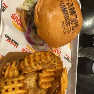 Famous Burger with Waffle Fries