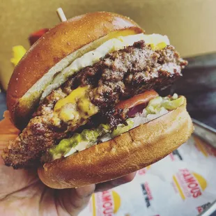 Juicy Lucy with fried egg