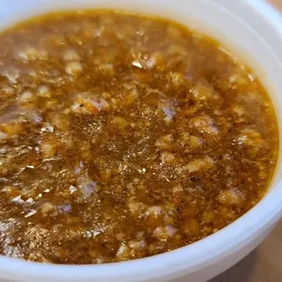 a bowl of hot and sour soup