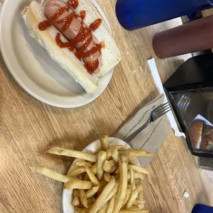 Plain dog and fries