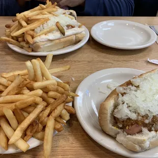 Hot dog &amp; fries and a combo in the back