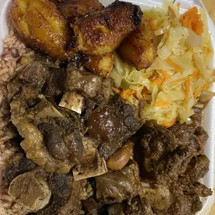 Oxtail &amp; Brown Stew w/ plantain, cabbage
