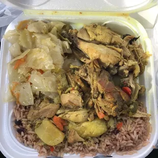 Medium curry chicken comes with one side.