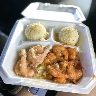 Half spicy and garlic shrimp