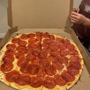 Pepperoni pie, it was awesome! Huge!