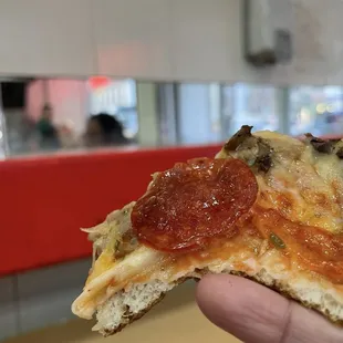 It was greasy but in an excellent way. Thin crisp crust. So good.