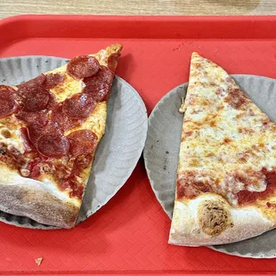 Slice of Pepperoni and slice of Cheese Pizza (about 5 each).