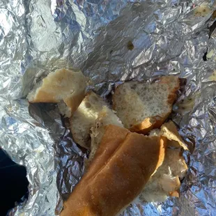 Bread left over. After I pulled it off, there was still a good amount of bread on both sides.