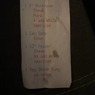 Accurate receipt