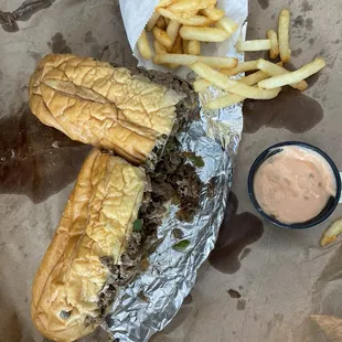 LG Hoagie Philly Cheesesteak and Reg Fry