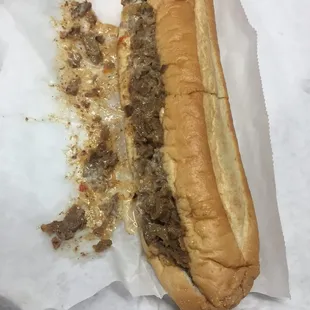 12&quot; cheesesteak with green chile to go