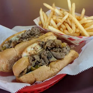 the works cheese steak and fries