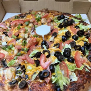 Medium Half Mexican Taco Pizza Half Famous Chicken Pizza