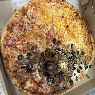 Cold unevenly dispersed pizza