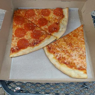 two slices of pepperoni pizza