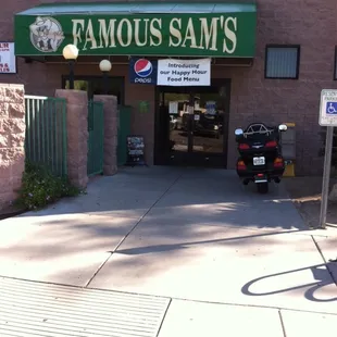 the entrance to the restaurant