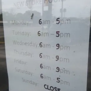 New hours.