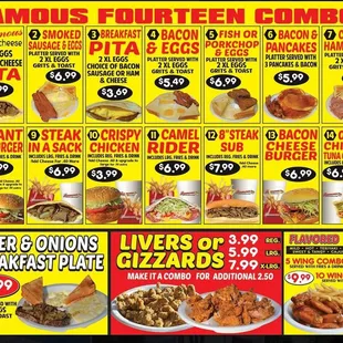 a large menu