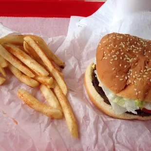 Double cheese burger combo. Fries have season salt