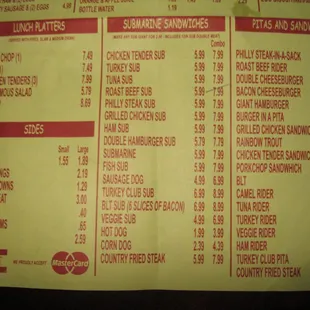 menu