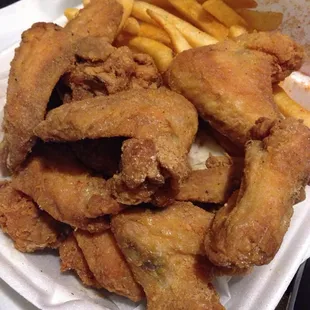 Fried whole chicken wings yum!