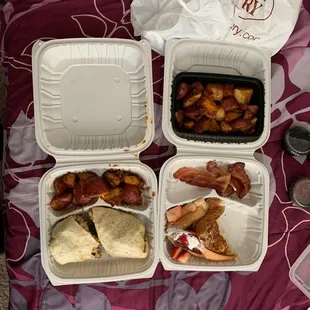 Black grill Blackened Chicken Caesar Wrap Breakfast Potatoes French Toast Breakfast Combo