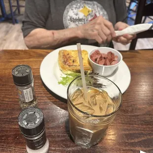 Ham and Cheese Quiche with Smoked Sausage Side.